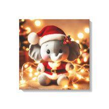 Père Noël Elephant Plush avec lumières de vacances