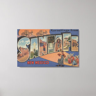 Toile Père Noël Fe, Nouveau-Mexique - Grandes Lettres Sc