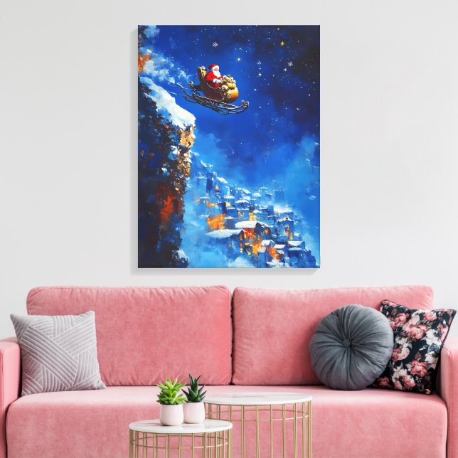 Toile Père Noël Magical Sleigh Ride - Peinture à l'huile (Insitu(Salon))