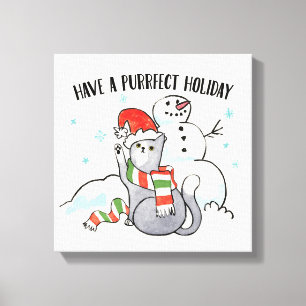 Toile Père Noël Paws   Avoir Des Vacances Purifiées