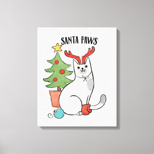Toile Père Noël Paws | Chat de rennes (Recto)