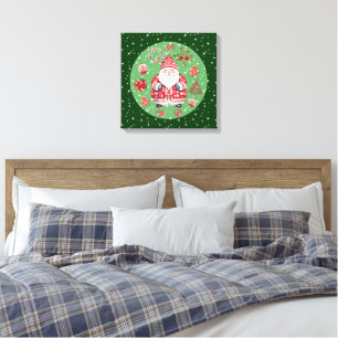 Toile Père Noël scandinave Vert