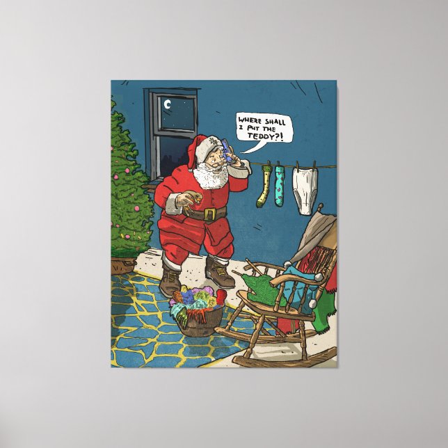 Toile Père Noël Visite Christmas Eve Retro Inspiré (Recto)