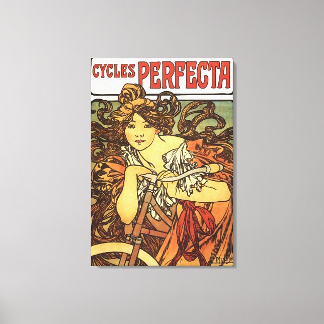 Toile Perfecta Vélos avec une femme Publicité Poste (Recto)
