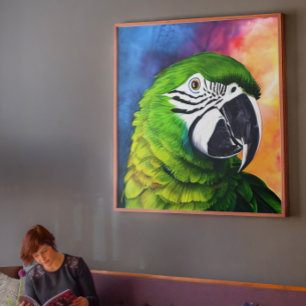 Toile Perroquet vert mignon généré par l'IA