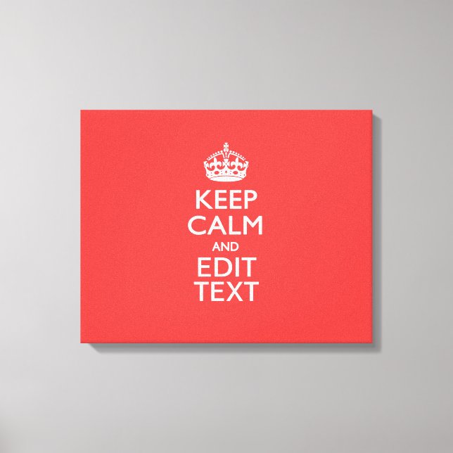 Toile Personalisé KEEP CALM Votre texte dans le corail (Recto)