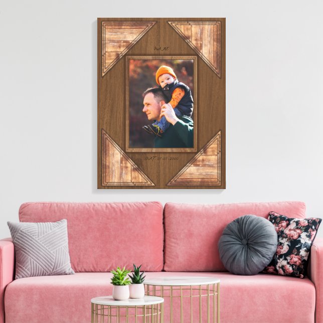 Toile Personalized 3D Rustic Wood Pattern Frame (Insitu(Salon))