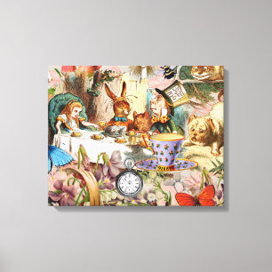 Toile personnages de la fête du thé d'Alice au pays des 