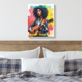 Toile Personnalisé Black Woman Guitarist Art Inspiration