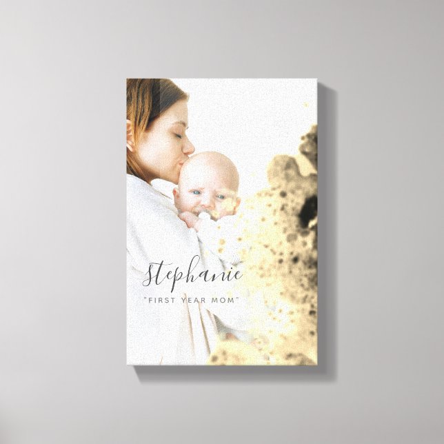 Toile Personnalisé Première Année maman Photo Gold Spark (Recto)