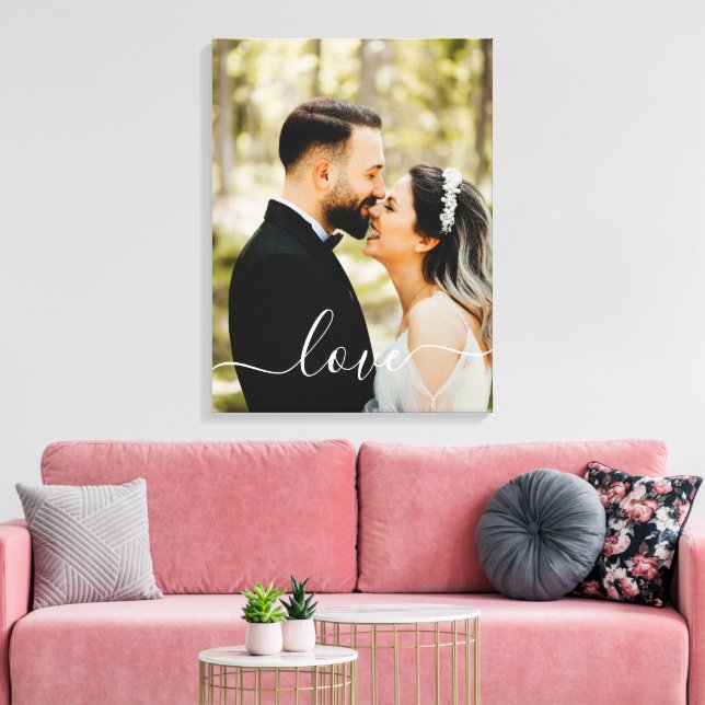 Toile personnalisée avec photo de famille et texte (Insitu(Salon))