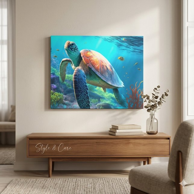 Toile personnalisée de tortue pour décoration mura (Custom Turtle Canvas Wall Art Personalized Design)
