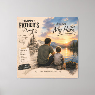 Toile personnalisée Papa Héros de pêche