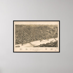 Toile Perspective Carte de Little Rock, Arkansas (1887)