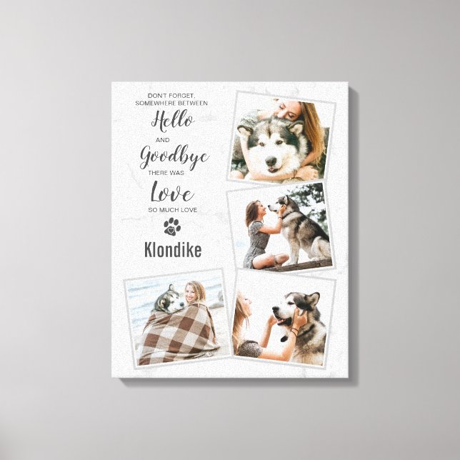 Toile Pet Dog Memorial Marble 4 Photo Collage (Recto)