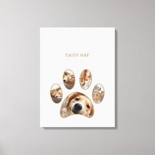 Toile Pet Lovers Gold Empreinte de patte Nom Photo Colla