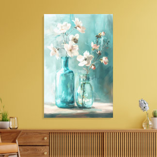 Toile Pétales et porcelaine : Vase Rose fermier Aquarell