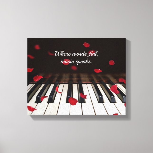 Toile Pétales Roses Rouges Sur Piano (Recto)