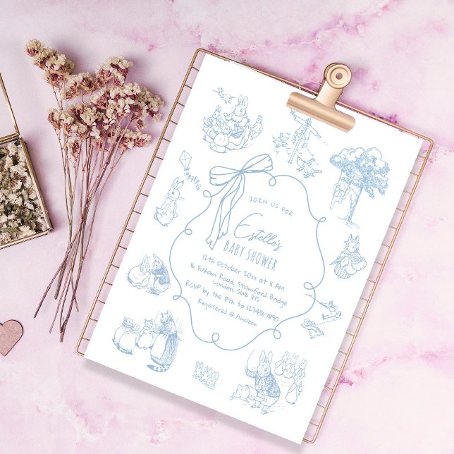 Toile Peter the Rabbit Beatrix Baby Shower Einladung (Von Creator hochgeladen)