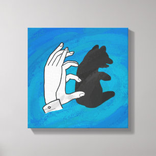 Toile Petit Ours Ombre Sur Bleu