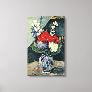 Toile Petit Vase Delft avec Fleurs de Paul Cezanne