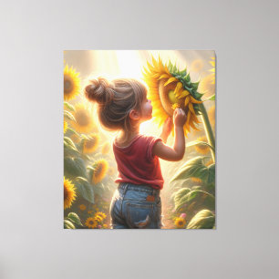 Toile Petite fille au tournesol