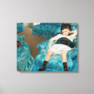 Toile Petite fille dans un fauteuil bleu par Mary Cassat