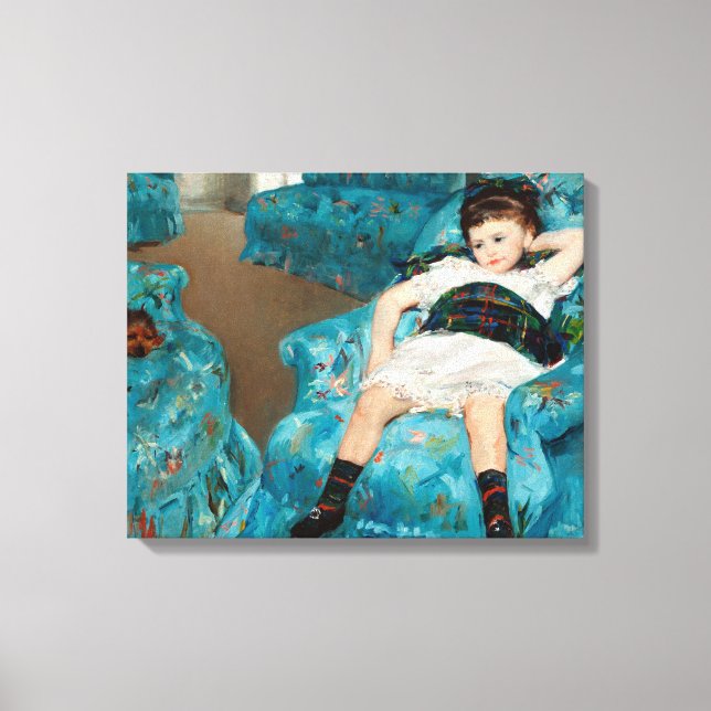Toile Petite fille dans un fauteuil bleu par Mary Cassat (Recto)
