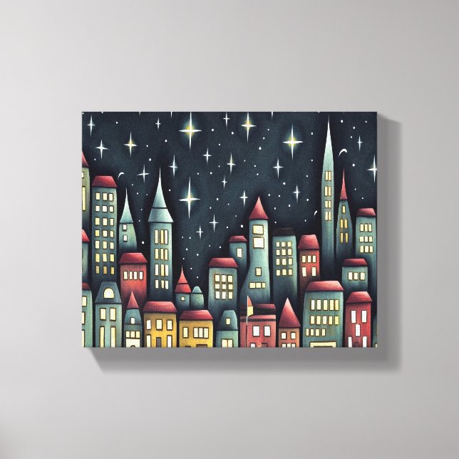 Toile Petite Ville La Nuit (Recto)