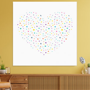 Toile Petits cœurs grand cœur - Aquarelle