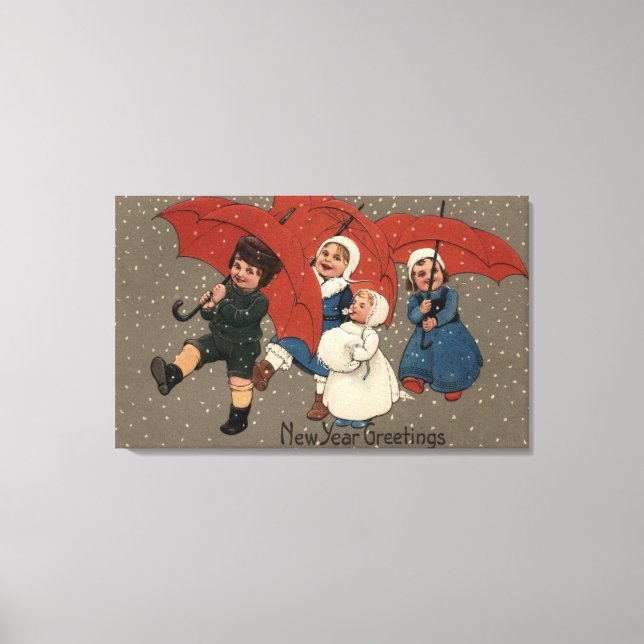 Toile Petits enfants avec parapluies (Recto)