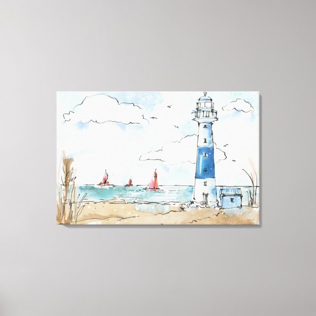 Toile Phare bleu et blanc (Recto)