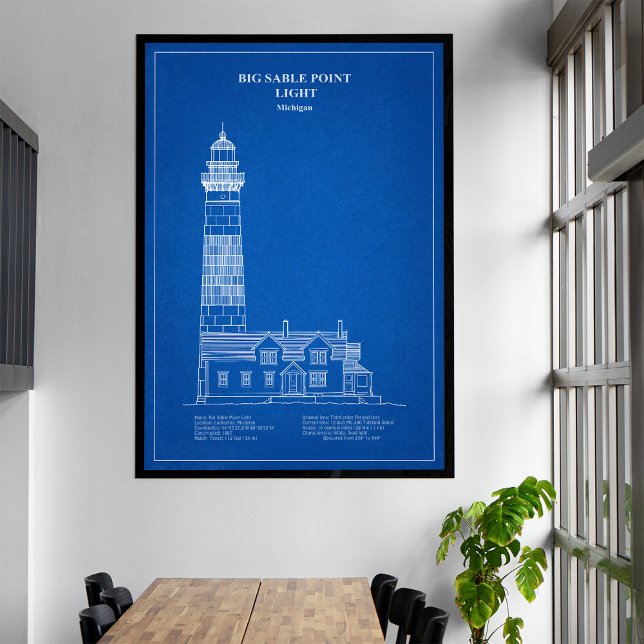 Toile Phare de Big Sable Point - Michigan – AD (Big Sable Point Lighthouse - Michigan – AD. Canvas Print)