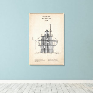 Toile Phare de Duxbury Pier Light - Massachusetts -SBD