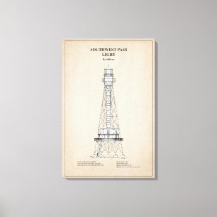 Toile Phare de Southwest Pass - Louisiane - SBD