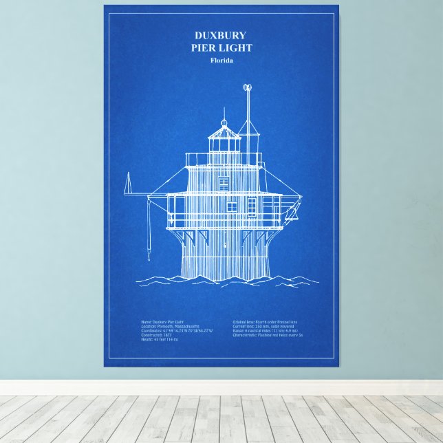 Toile Phare lumineux de Duxbury Pier - Massachusetts - A (Insitu (Plancher de Bois))