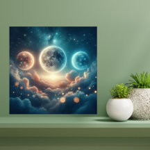 Phases de la Lune au-Dessus des Nuages