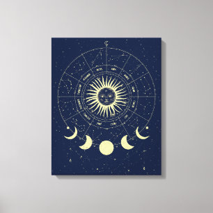 Toile Phases de la lune solaire céleste Zodiac