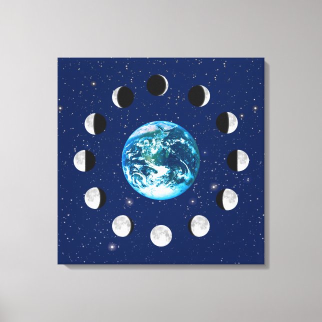 Toile Phases Terre et Lune, sur un Arrière - plan des ét (Recto)