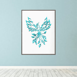 Toile Phoenix bleu turquoise se lève sur l'argent faible