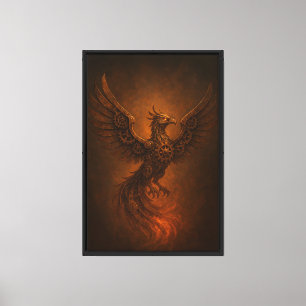Toile Phoenix mécanique avec ailes et engrenages en bron