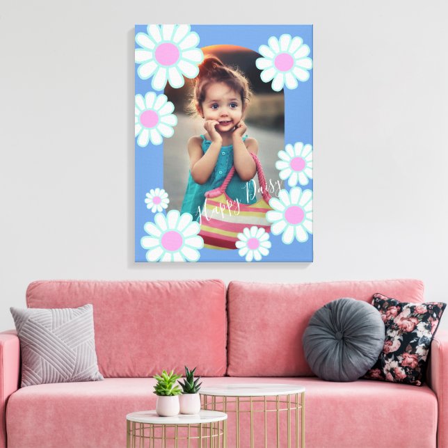 Toile Photo bleu simple Daisy (Insitu(Salon))