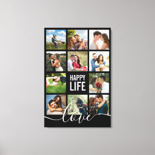 Toile Photo Collage Happy Life and Love Couple's