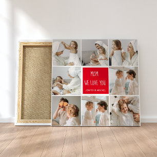 Toile Photo collage Maman Red We Love You Best Mother Ve