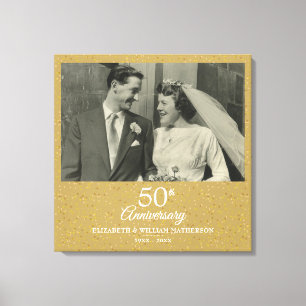 Toile Photo de confettis en poussière d'or pour 50e anni