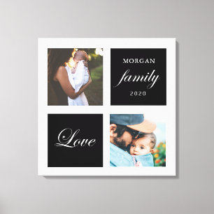 Toile photo de famille moderne pastel monogramme