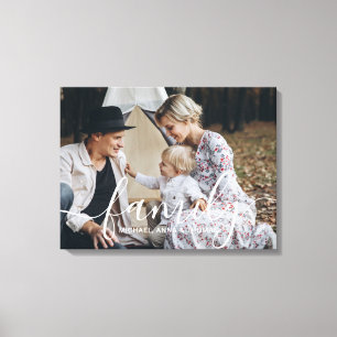 Toile Photo de famille personnalisée avec nom personnali