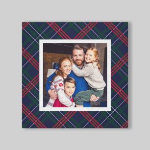 Toile Photo de Noël à carreaux tartan rouge vert marine