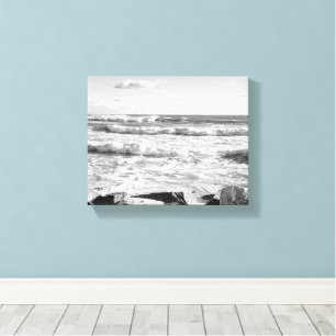 Toile Photo en noir et blanc des vagues de l'océan Atlan