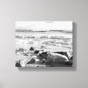 Toile Photo en noir et blanc des vagues de l'océan Atlan